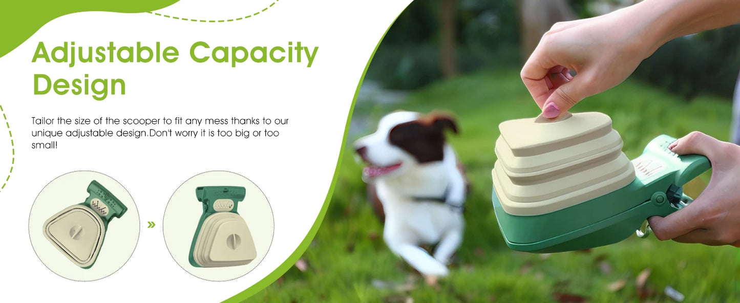 Super Design Portable and Versatile Pet Poop Scooper, Ideal for Walking Traveling and Camping with Small and Large with CLeash