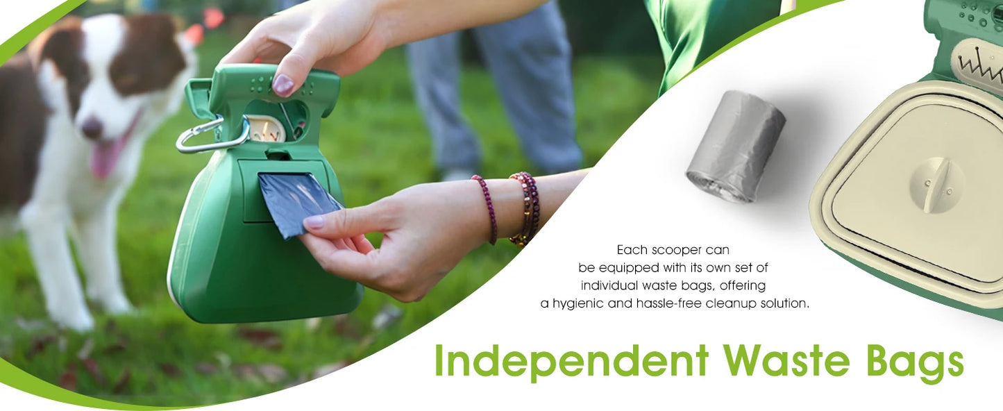 Super Design Portable and Versatile Pet Poop Scooper, Ideal for Walking Traveling and Camping with Small and Large with CLeash