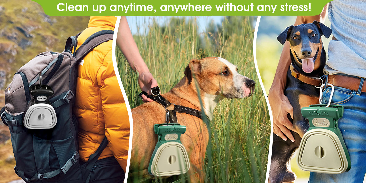 Super Design Portable and Versatile Pet Poop Scooper, Ideal for Walking Traveling and Camping with Small and Large with CLeash