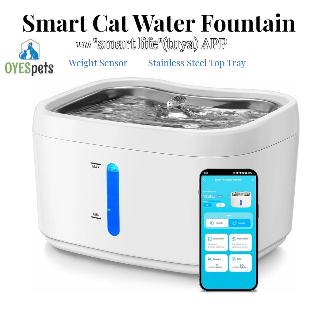 Cat Water Fountain with APP Wireless Connected 84oz