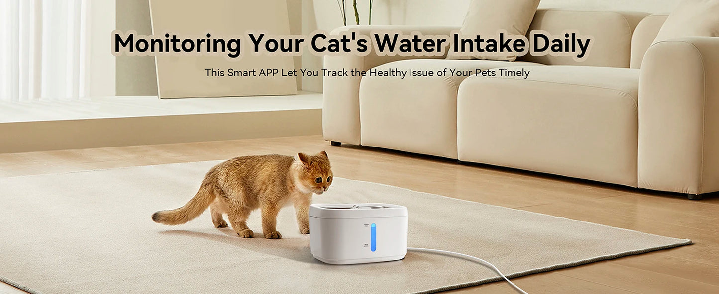 Cat Water Fountain with APP Wireless Connected 84oz
