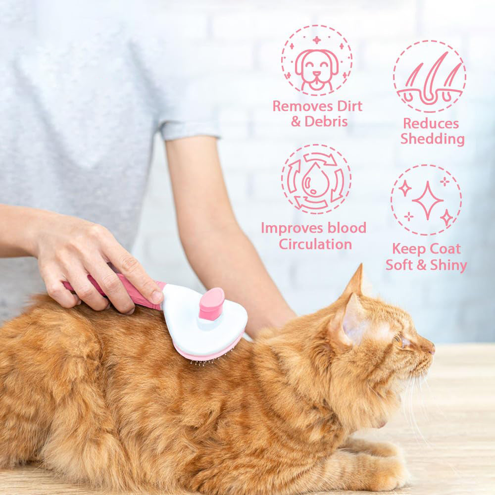 Cat Brush With Release Button Say Goodbye To Loose Fur And Tangles Cat Brushes For Indoor Cats Pet Hair Removal Tool Suitable For Pets With Long Or Short Hair Cat Hair Brush